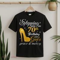 Wo Stepping Into My 70th Birthday With God's Grace And Mercy T-Shirt thumb 2