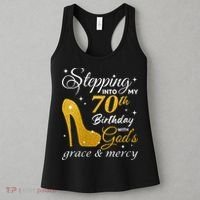 Wo Stepping Into My 70th Birthday With God's Grace And Mercy Women's Tank Top thumb 3