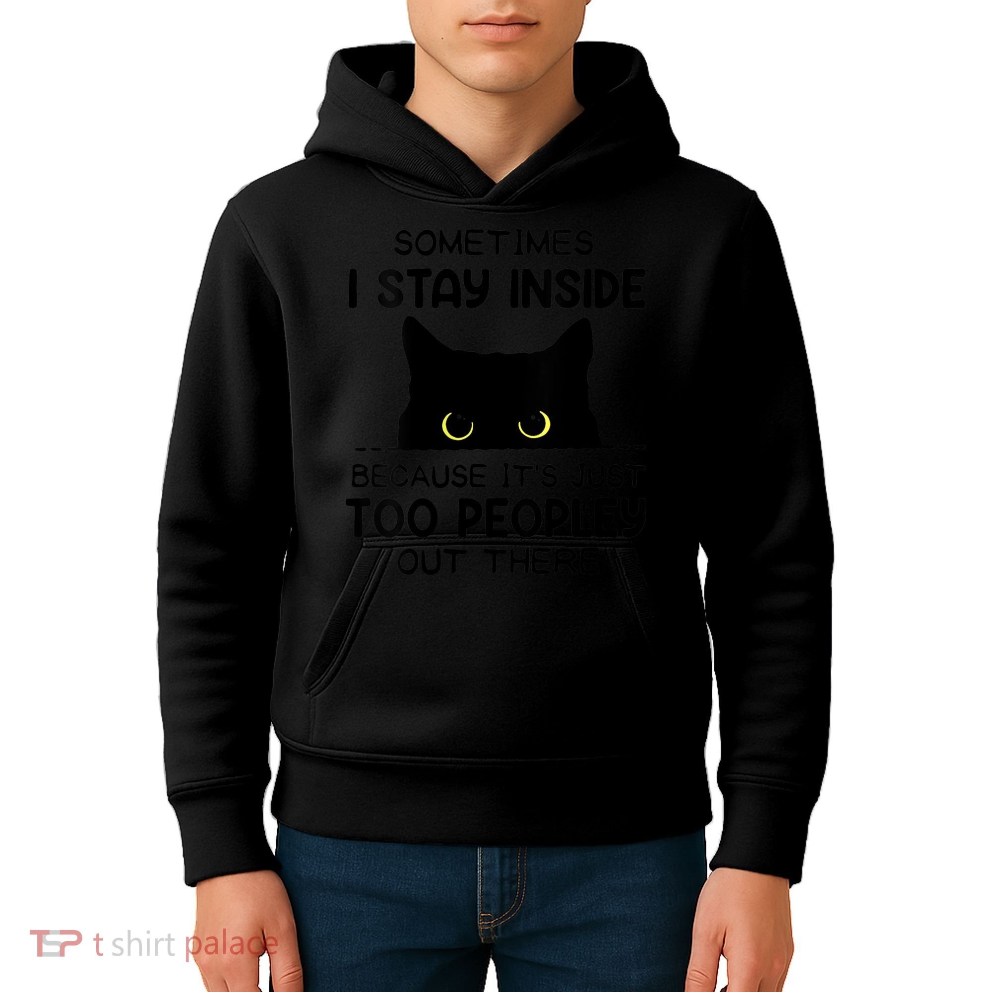 Womens Sometimes I Stay Inside It's Too Peopley Out There Bleached Kids Hoodie
