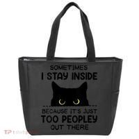 Womens Sometimes I Stay Inside It's Too Peopley Out There Bleached Tote Bag thumb 0