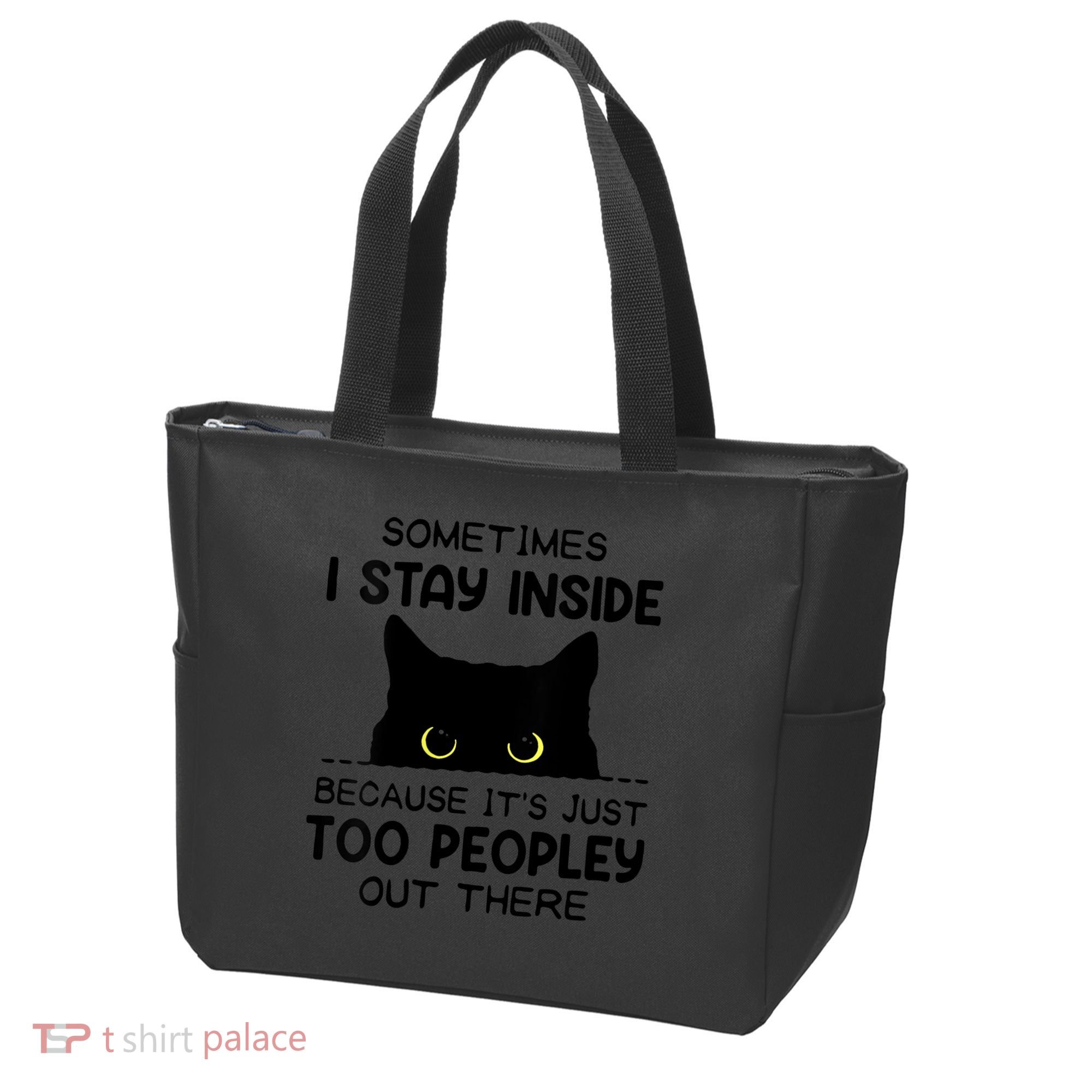 Womens Sometimes I Stay Inside It's Too Peopley Out There Bleached Tote Bag