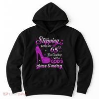 Wo Stepping Into My 65th Birthday With God's Grace & Mercy Hoodie thumb 0