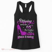 Wo Stepping Into My 65th Birthday With God's Grace & Mercy Women's Tank Top thumb 0