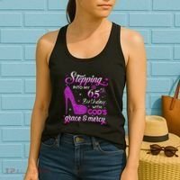 Wo Stepping Into My 65th Birthday With God's Grace & Mercy Women's Tank Top thumb 2