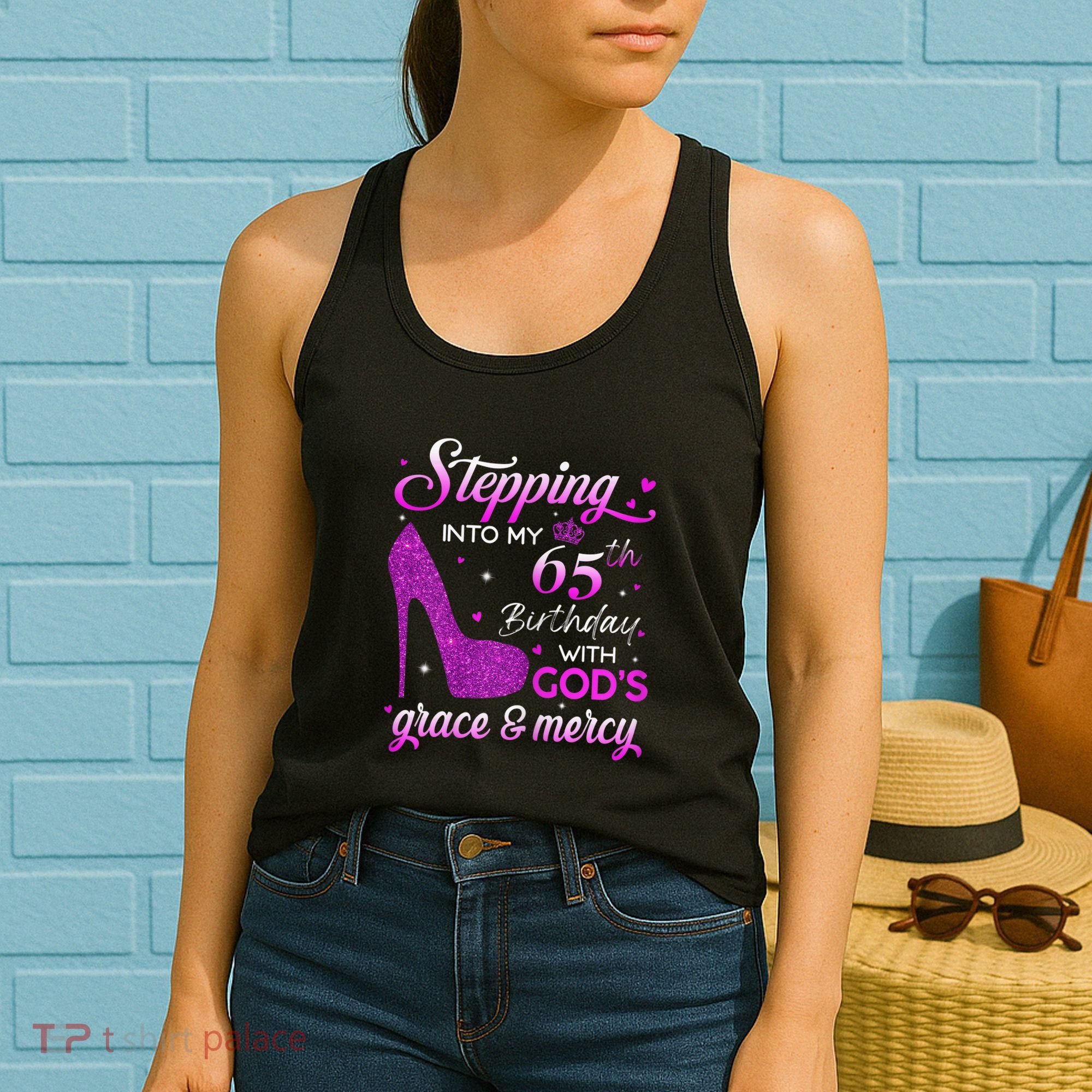 Wo Stepping Into My 65th Birthday With God's Grace & Mercy Women's Tank Top