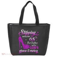 Wo Stepping Into My 65th Birthday With God's Grace & Mercy Tote Bag thumb 0