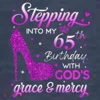 Wo Stepping Into My 65th Birthday With God's Grace & Mercy Tank Top thumb 6