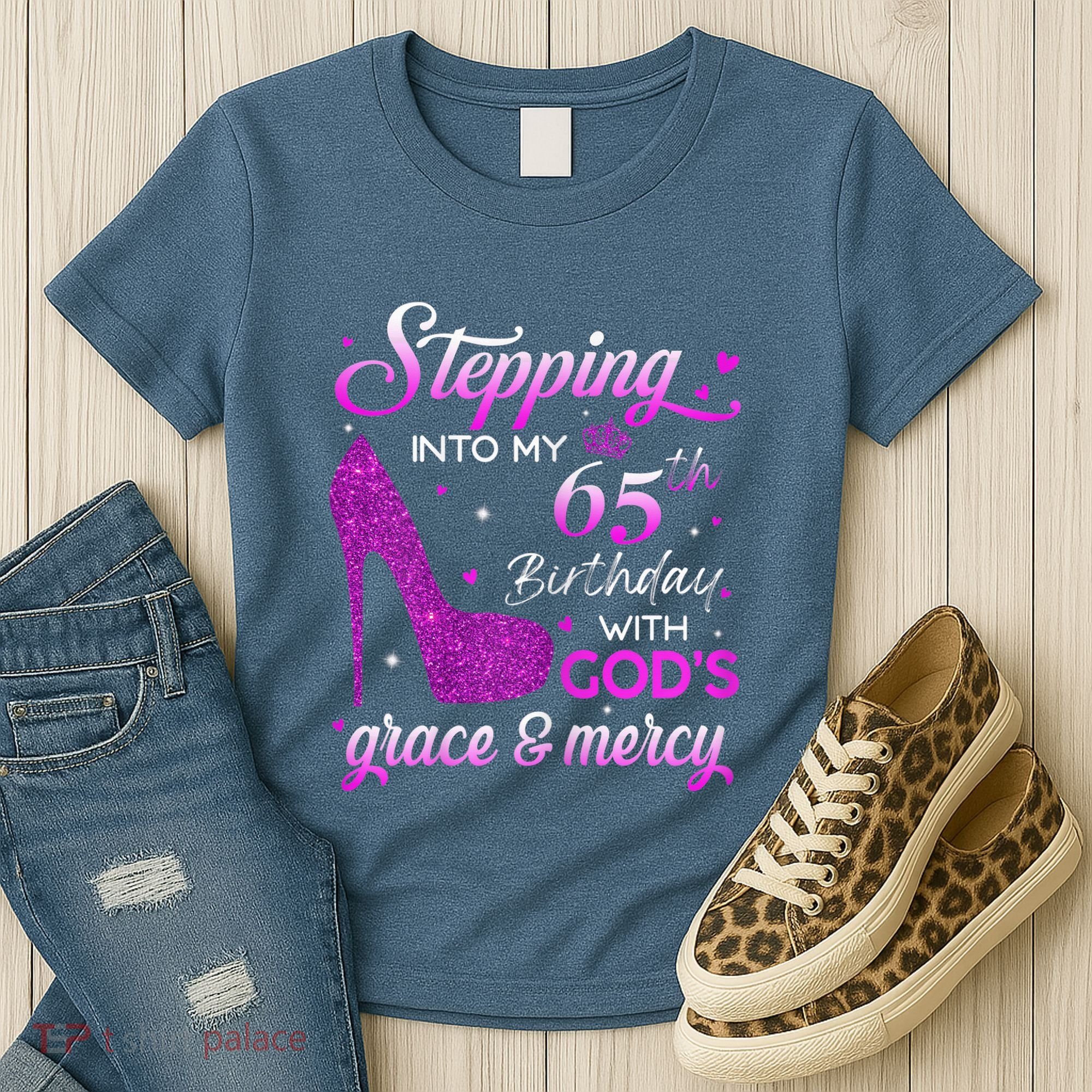 Wo Stepping Into My 65th Birthday With God's Grace & Mercy Women's T-Shirt