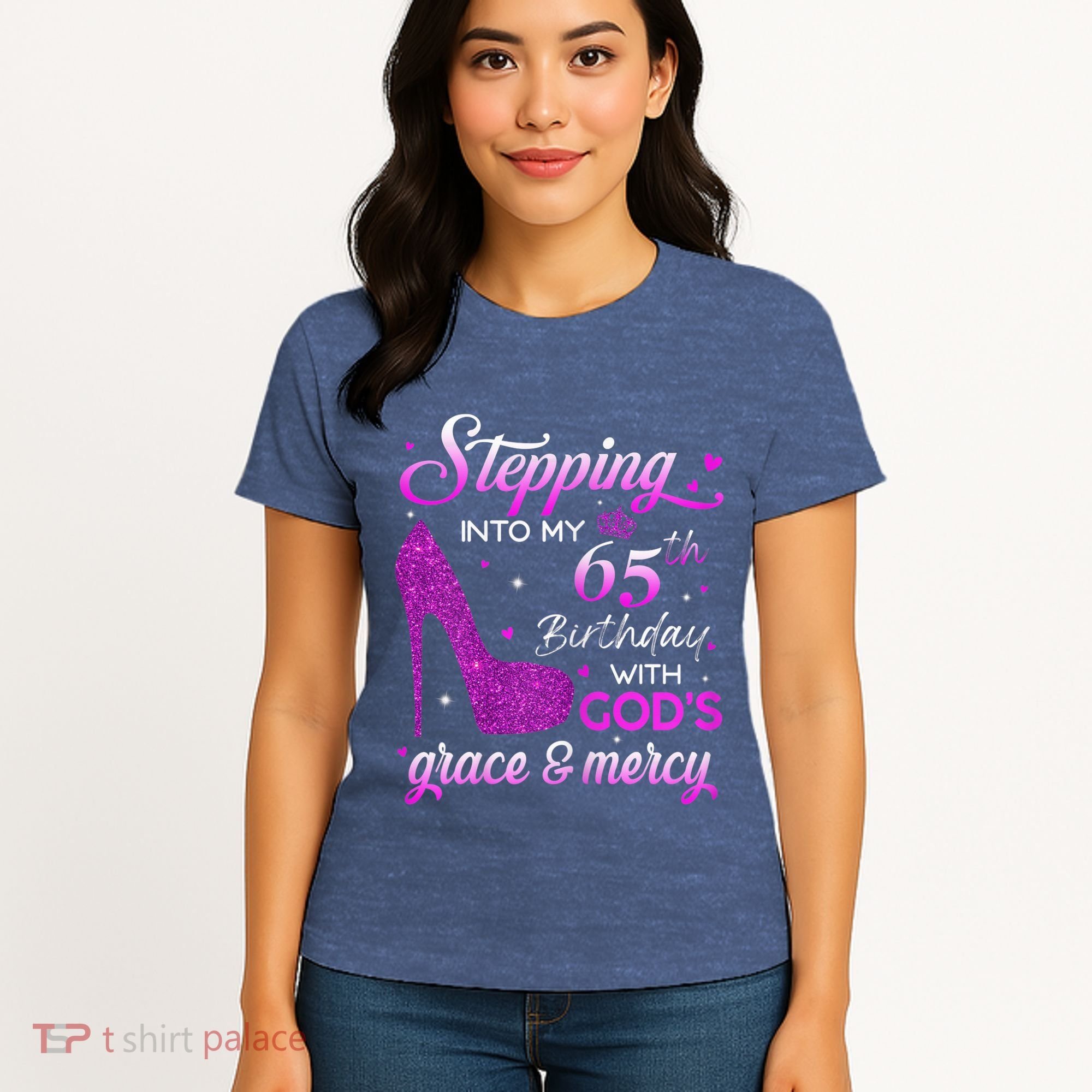 Wo Stepping Into My 65th Birthday With God's Grace & Mercy Women's T-Shirt