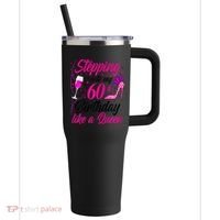 WoM.e.ns Stepping into my 60th Birthday like a Queen I 60th Birthday 40oz Vacuum Insulated Stainless Steel Travel Tumbler thumb 0