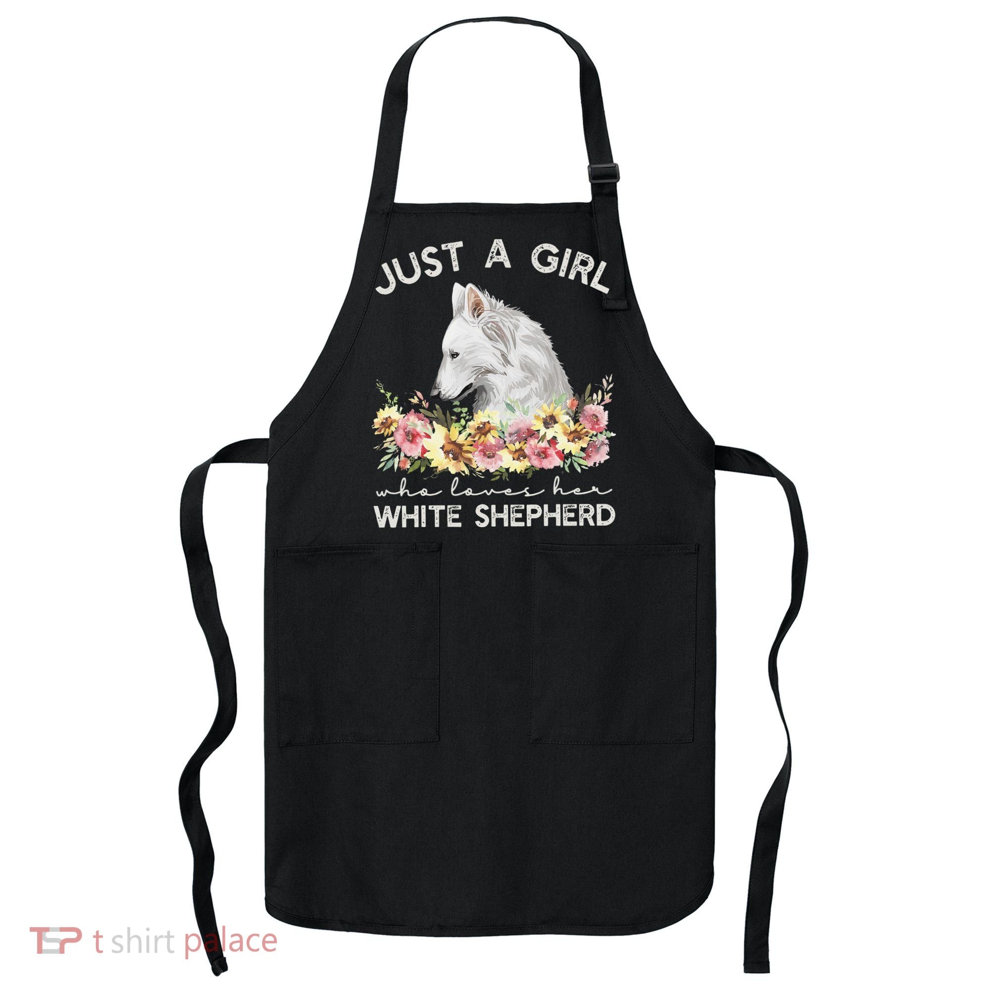 White Shepherd Just A White German Shepherd Dog Apron