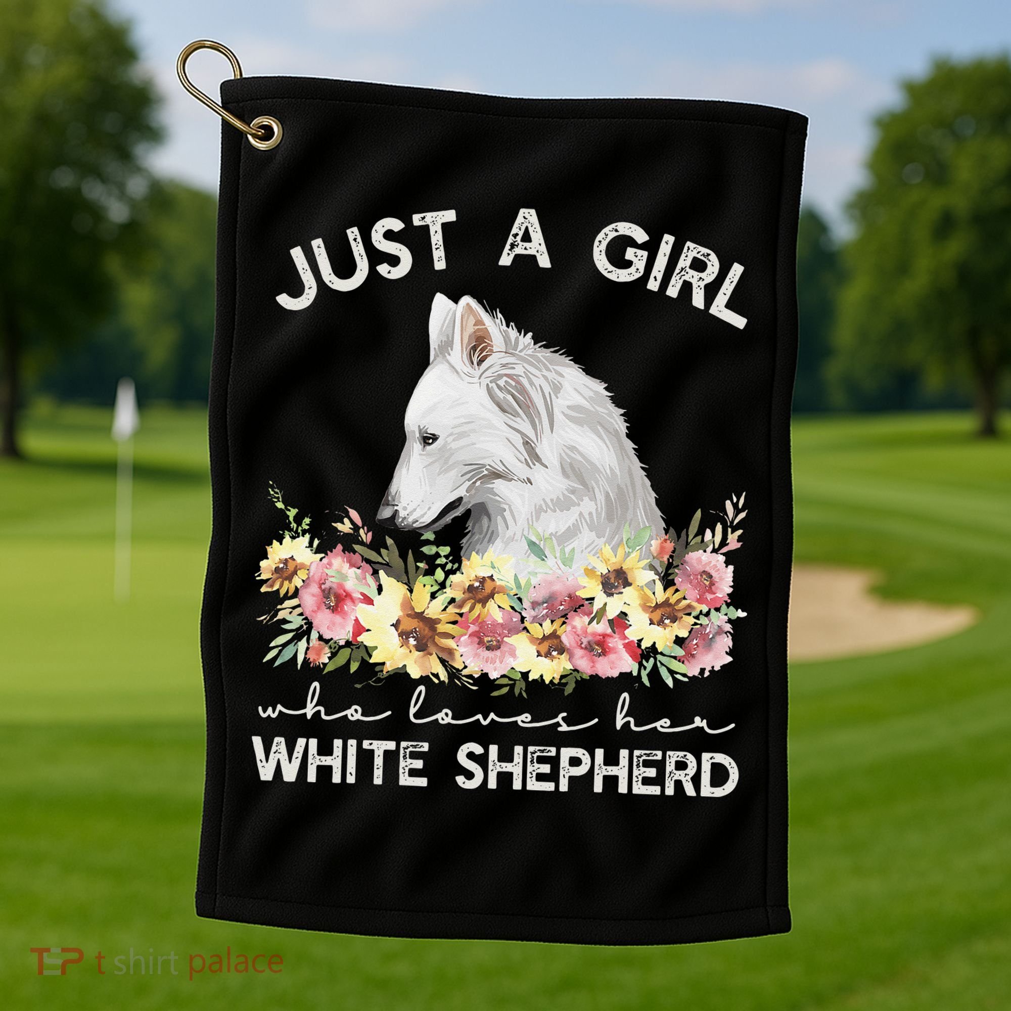White Shepherd Just A White German Shepherd Dog Golf Towel