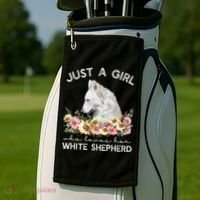 White Shepherd Just A White German Shepherd Dog Golf Towel thumb 2