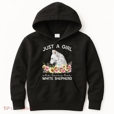 White Shepherd Just A White German Shepherd Dog Kids Hoodie