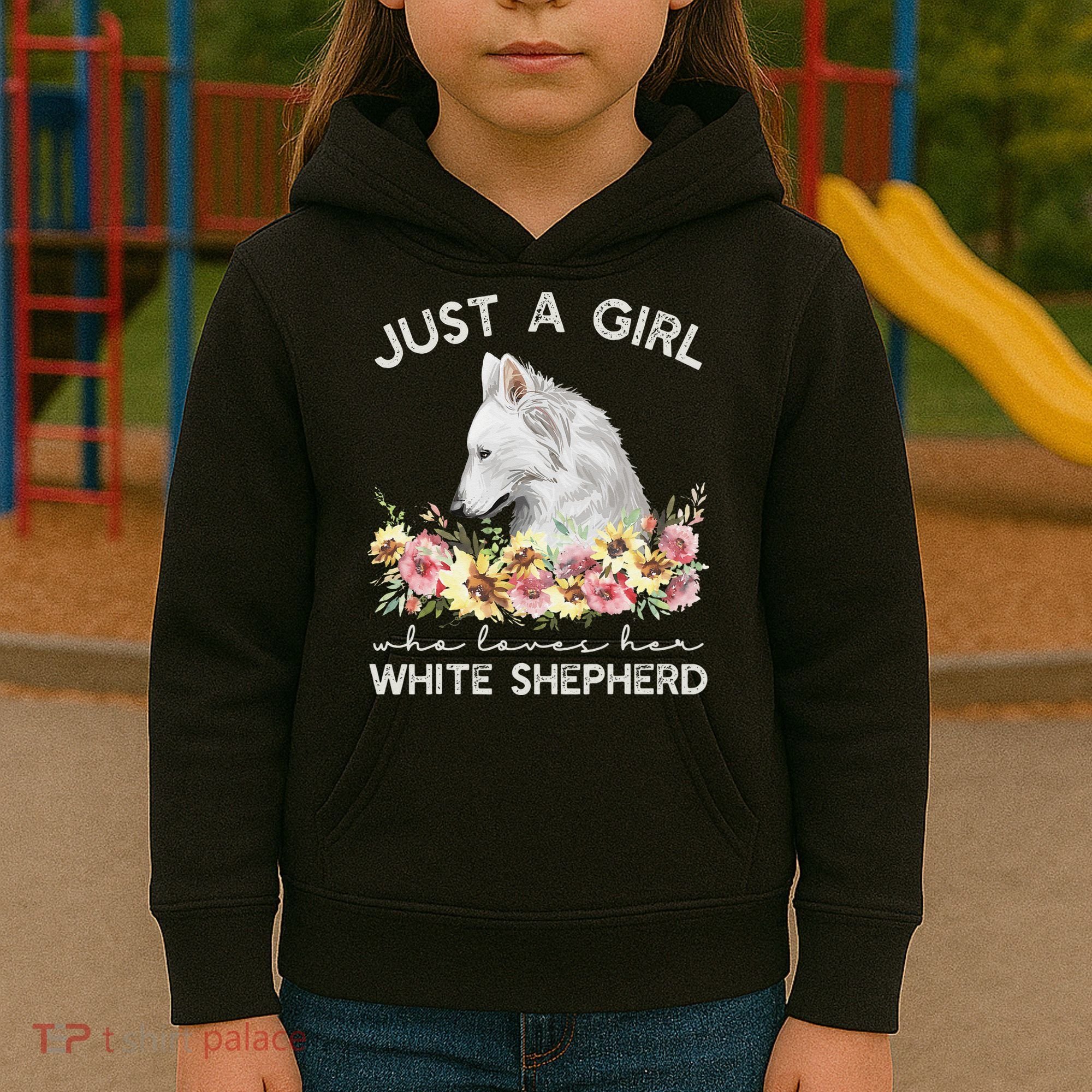 White Shepherd Just A White German Shepherd Dog Kids Hoodie