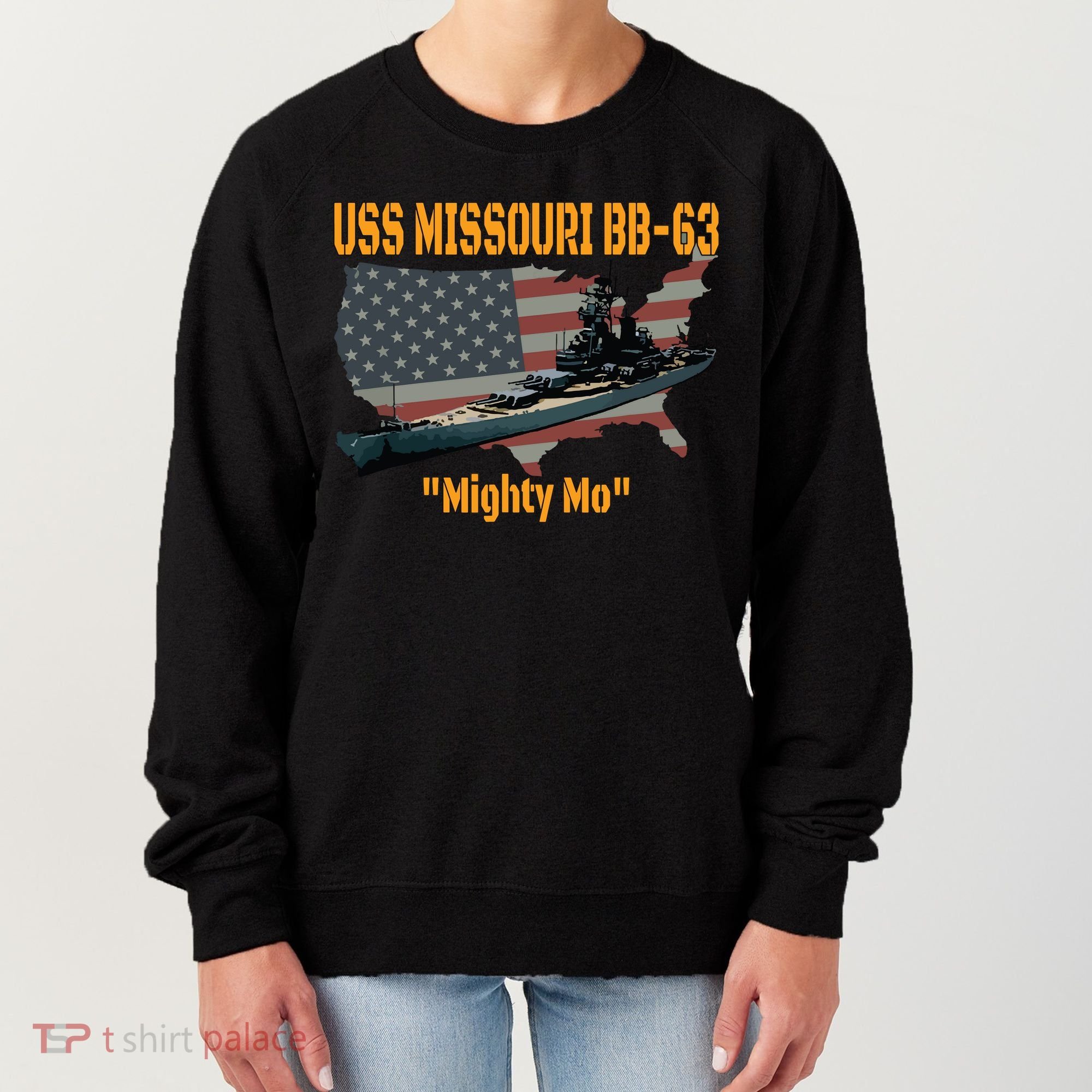 Ww2 Ship Korean War Uss Missouri Battleship Bb63 Veterans Women's Sweatshirt