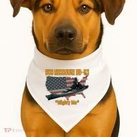 Ww2 Ship Korean War Uss Missouri Battleship Bb63 Veterans USA-Made Doggie Bandana thumb 1