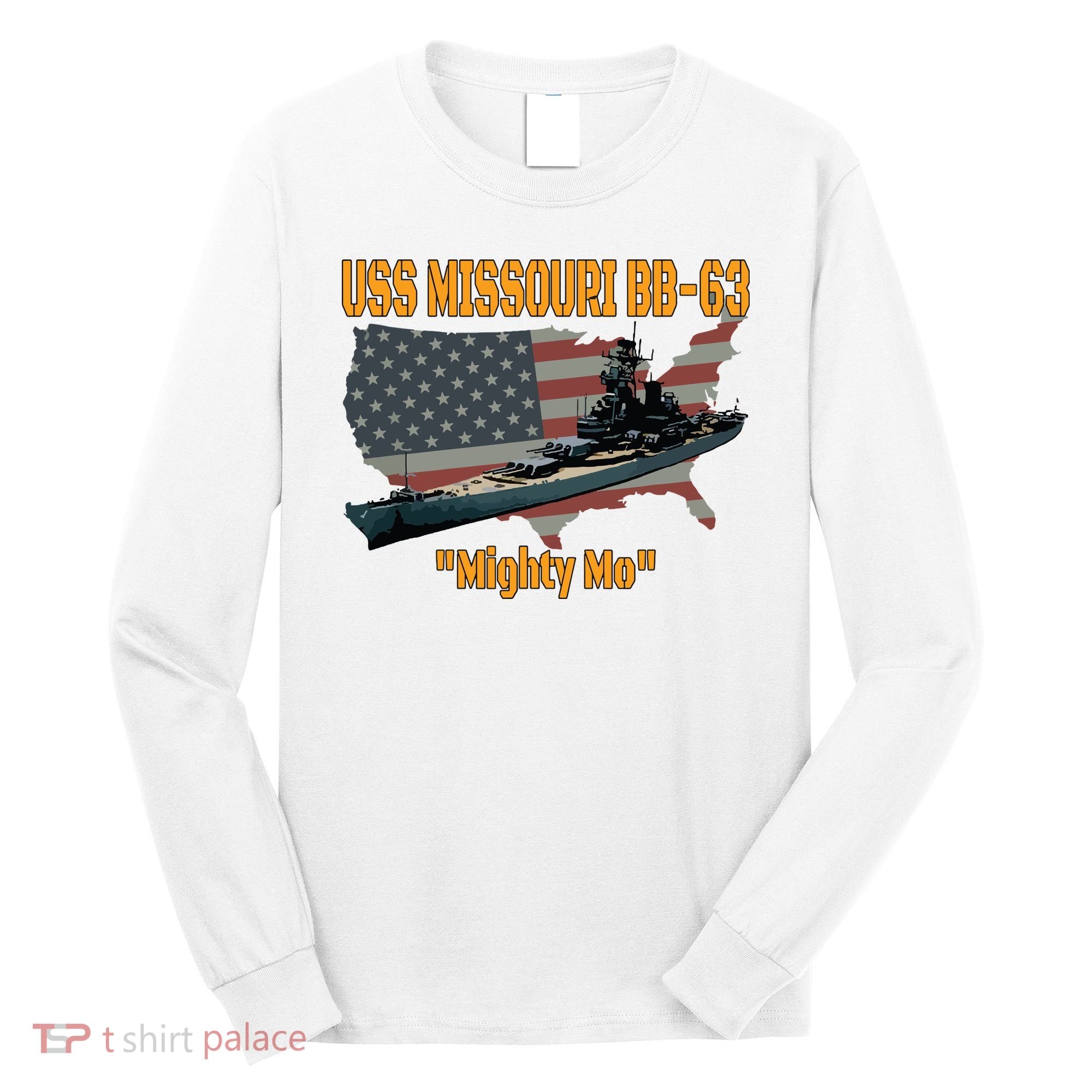 Ww2 Ship Korean War Uss Missouri Battleship Bb63 Veterans Long Sleeve Shirt