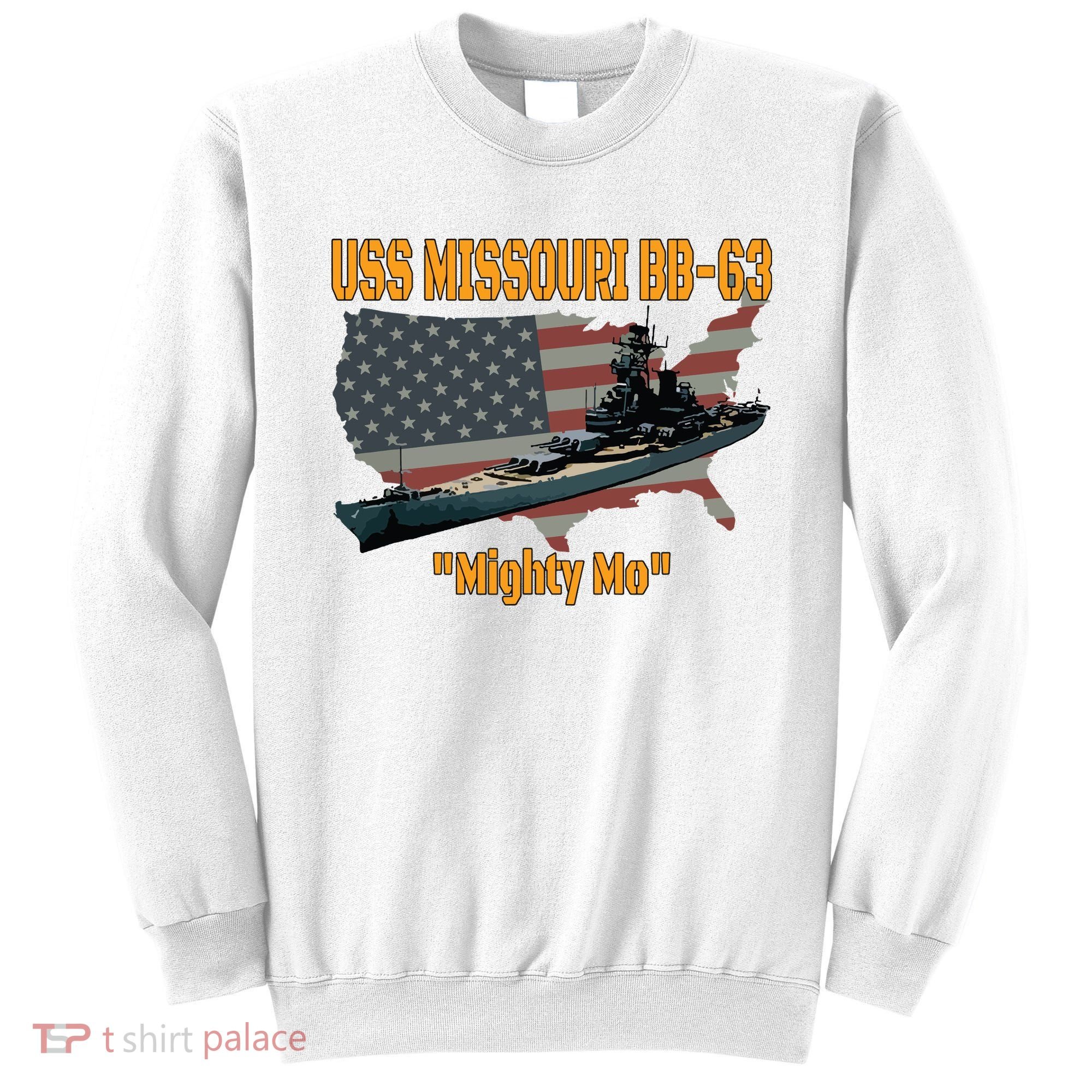 Ww2 Ship Korean War Uss Missouri Battleship Bb63 Veterans Sweatshirt