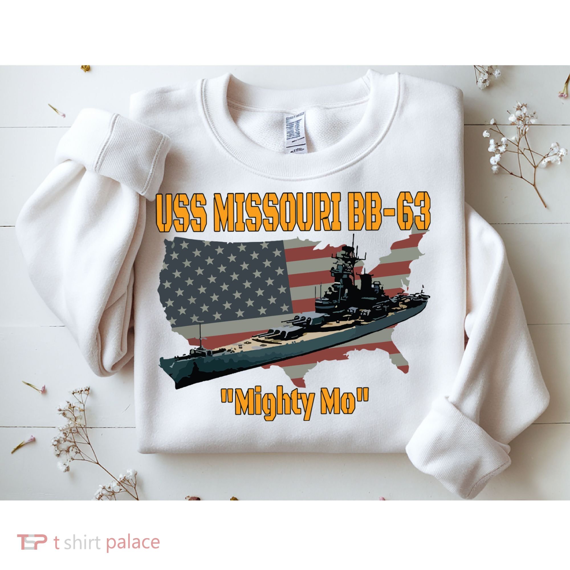 Ww2 Ship Korean War Uss Missouri Battleship Bb63 Veterans Sweatshirt