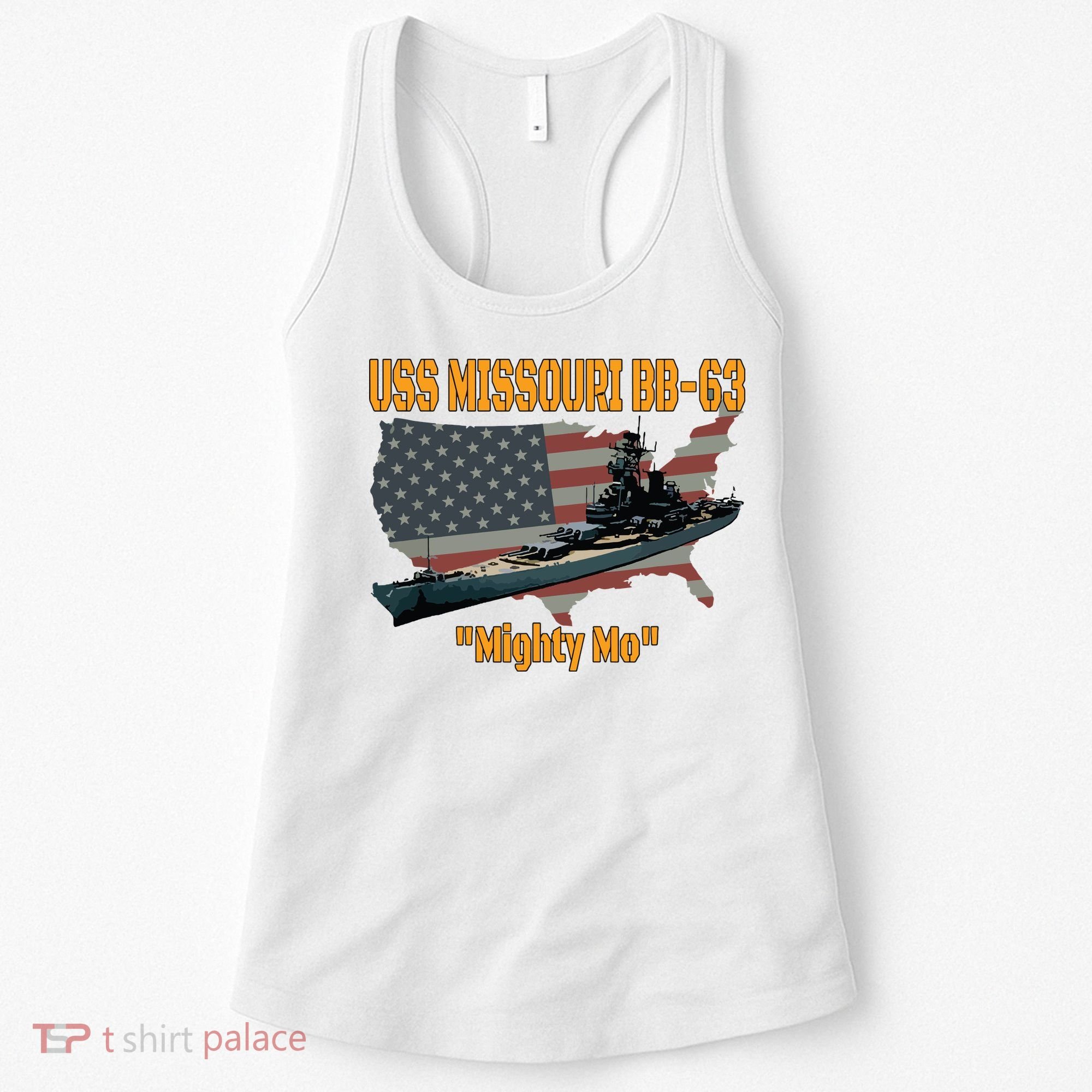 Ww2 Ship Korean War Uss Missouri Battleship Bb63 Veterans Women's Tank Top
