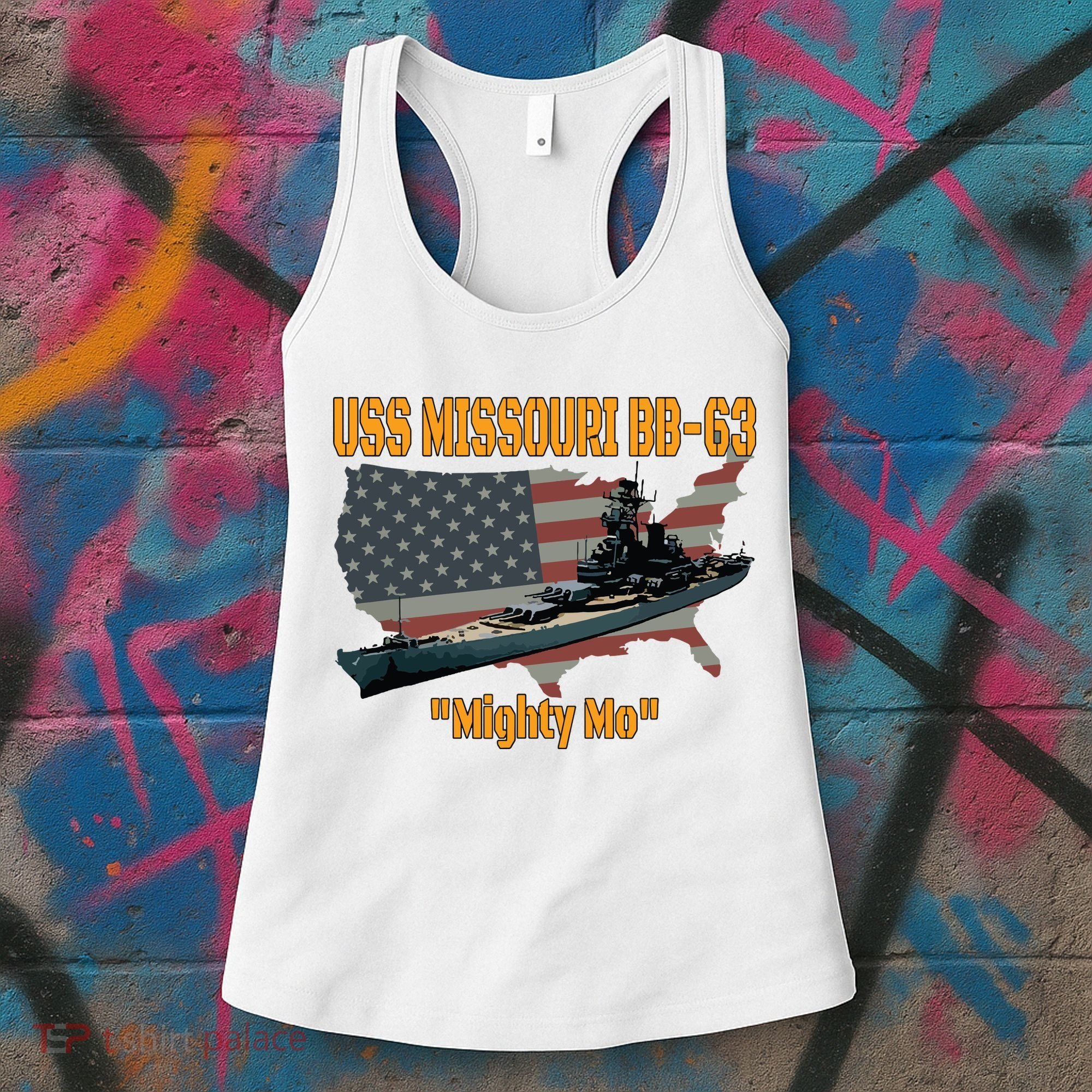 Ww2 Ship Korean War Uss Missouri Battleship Bb63 Veterans Women's Tank Top