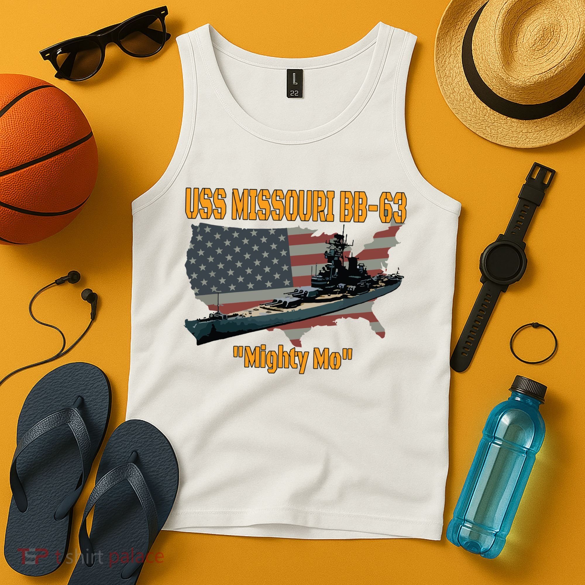 Ww2 Ship Korean War Uss Missouri Battleship Bb63 Veterans Tank Top