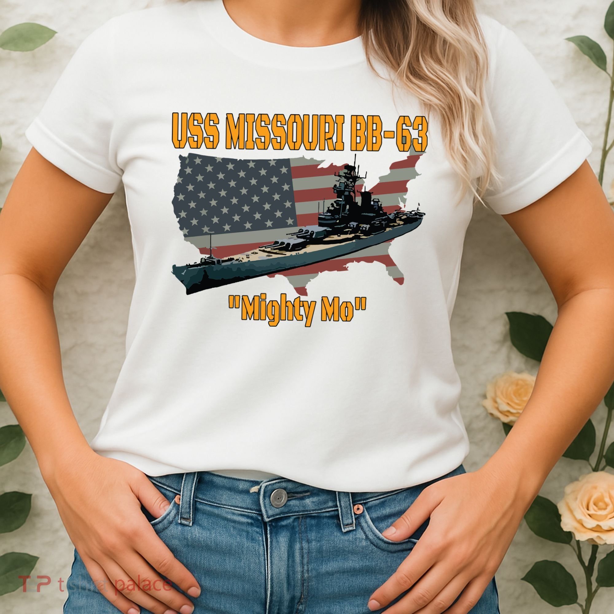 Ww2 Ship Korean War Uss Missouri Battleship Bb63 Veterans Women's T-Shirt