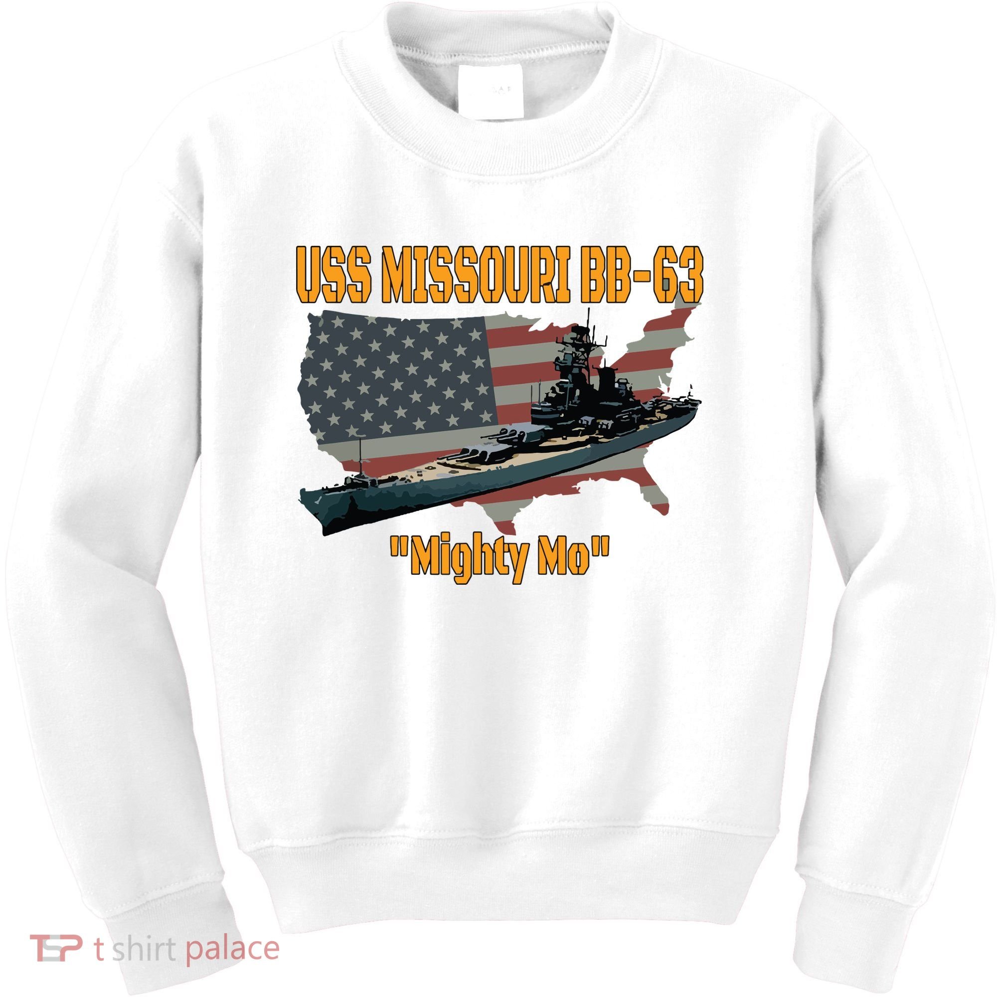 Ww2 Ship Korean War Uss Missouri Battleship Bb63 Veterans Kids Sweatshirt