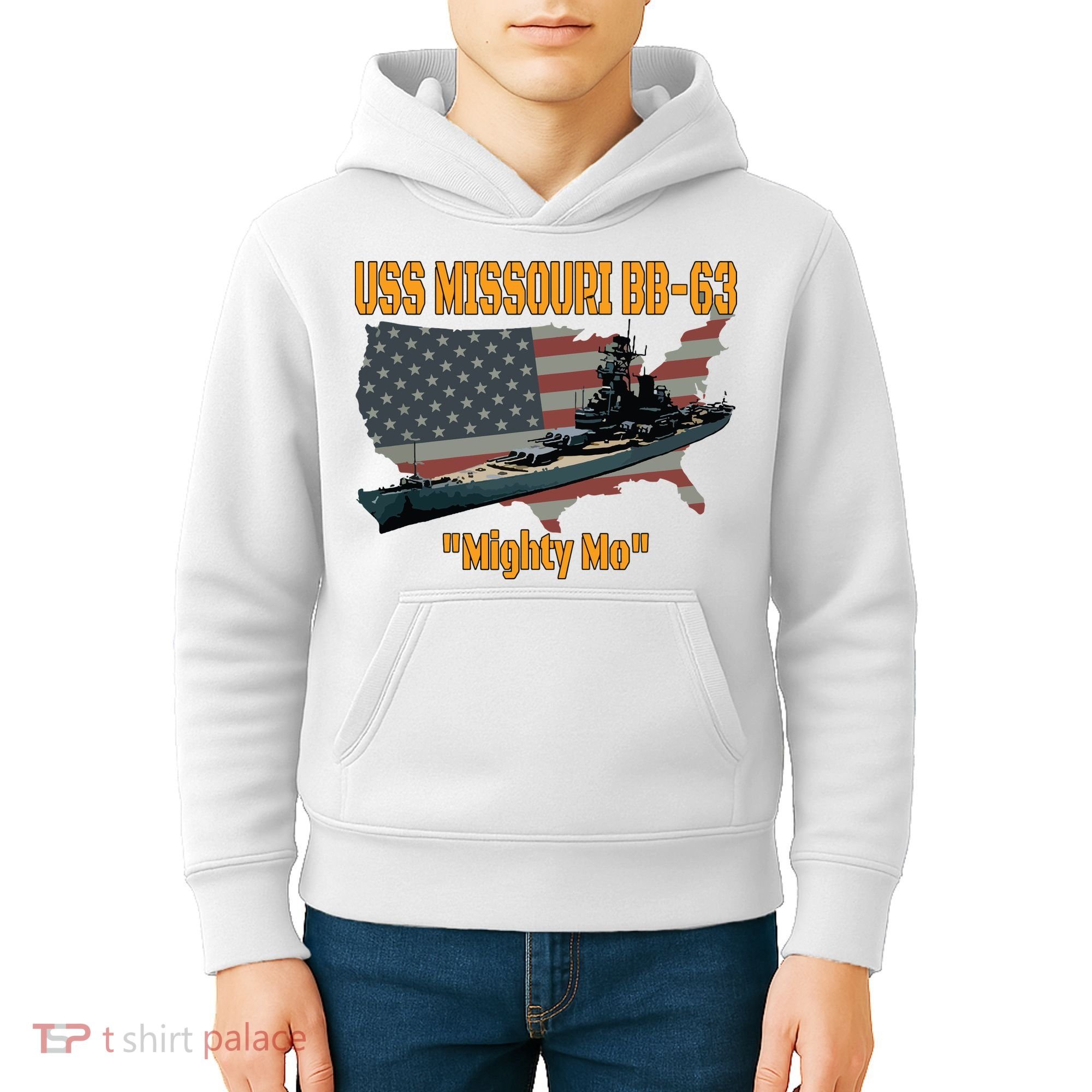 Ww2 Ship Korean War Uss Missouri Battleship Bb63 Veterans Kids Hoodie