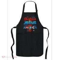 Wo She Loves Jesus and America too American Flag Apron thumb 0