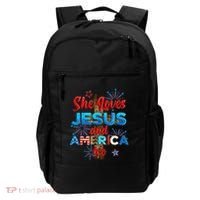 Wo She Loves Jesus and America too American Flag Backpack thumb 0