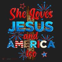 Wo She Loves Jesus and America too American Flag Beanie thumb 2
