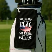 We Stand For The Flag Kneel For The Fallen Golf Towel thumb 2
