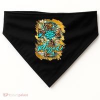 Western Sunflowers Leopard Cross Blessed Jesus Christian USA-Made Doggie Bandana thumb 0