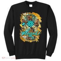 Western Sunflowers Leopard Cross Blessed Jesus Christian Sweatshirt thumb 0