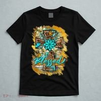 Western Sunflowers Leopard Cross Blessed Jesus Christian T-Shirt thumb 5