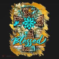 Western Sunflowers Leopard Cross Blessed Jesus Christian Women's Hoodie thumb 2