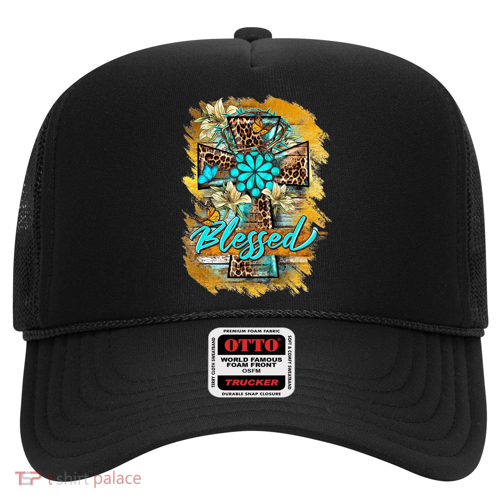 Western Sunflowers Leopard Cross Blessed Jesus Christian Hat