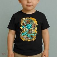 Western Sunflowers Leopard Cross Blessed Jesus Christian Toddler T-Shirt thumb 2