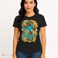 Western Sunflowers Leopard Cross Blessed Jesus Christian Women's T-Shirt thumb 4