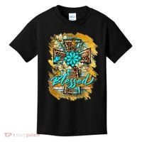 Western Sunflowers Leopard Cross Blessed Jesus Christian Kids T-Shirt thumb 0