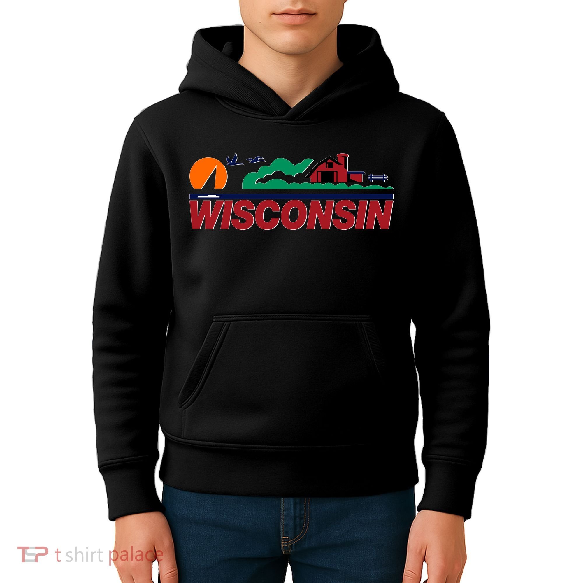 Wisconsin State License Plate Kids Hoodie