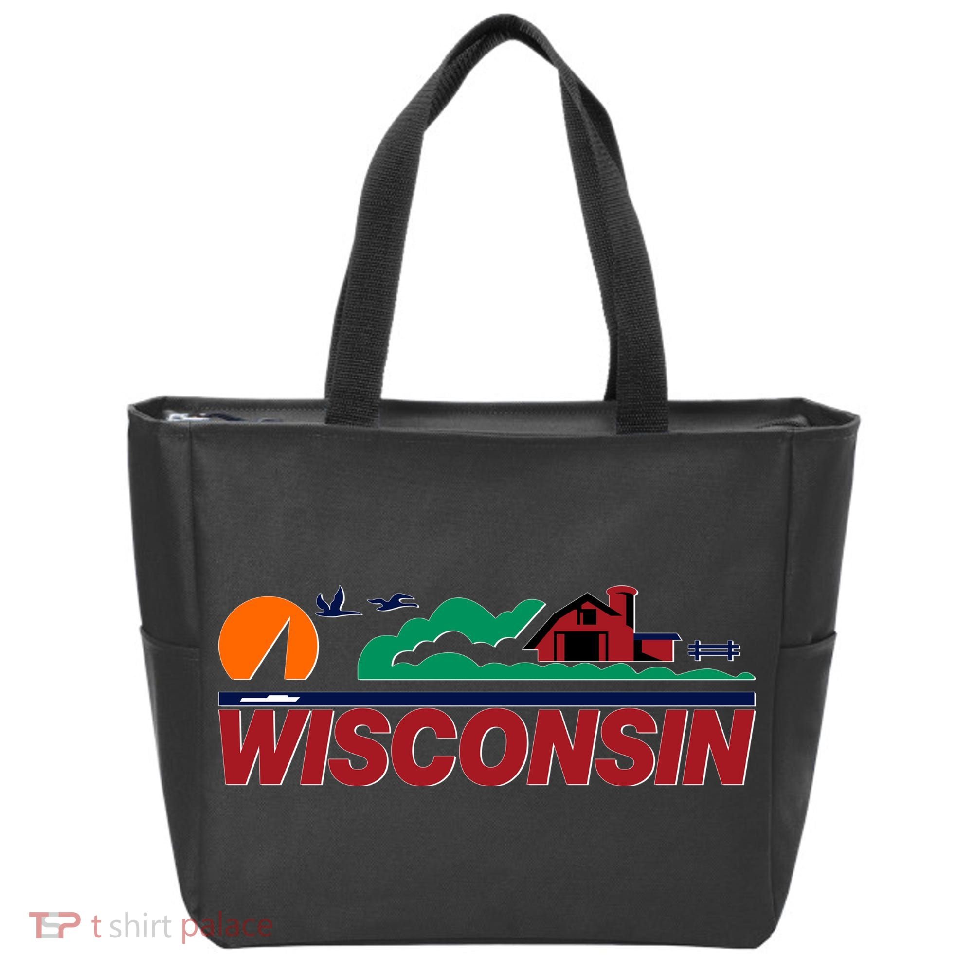 Wisconsin State License Plate Tote Bag
