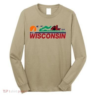 Wisconsin State License Plate Long Sleeve Shirt