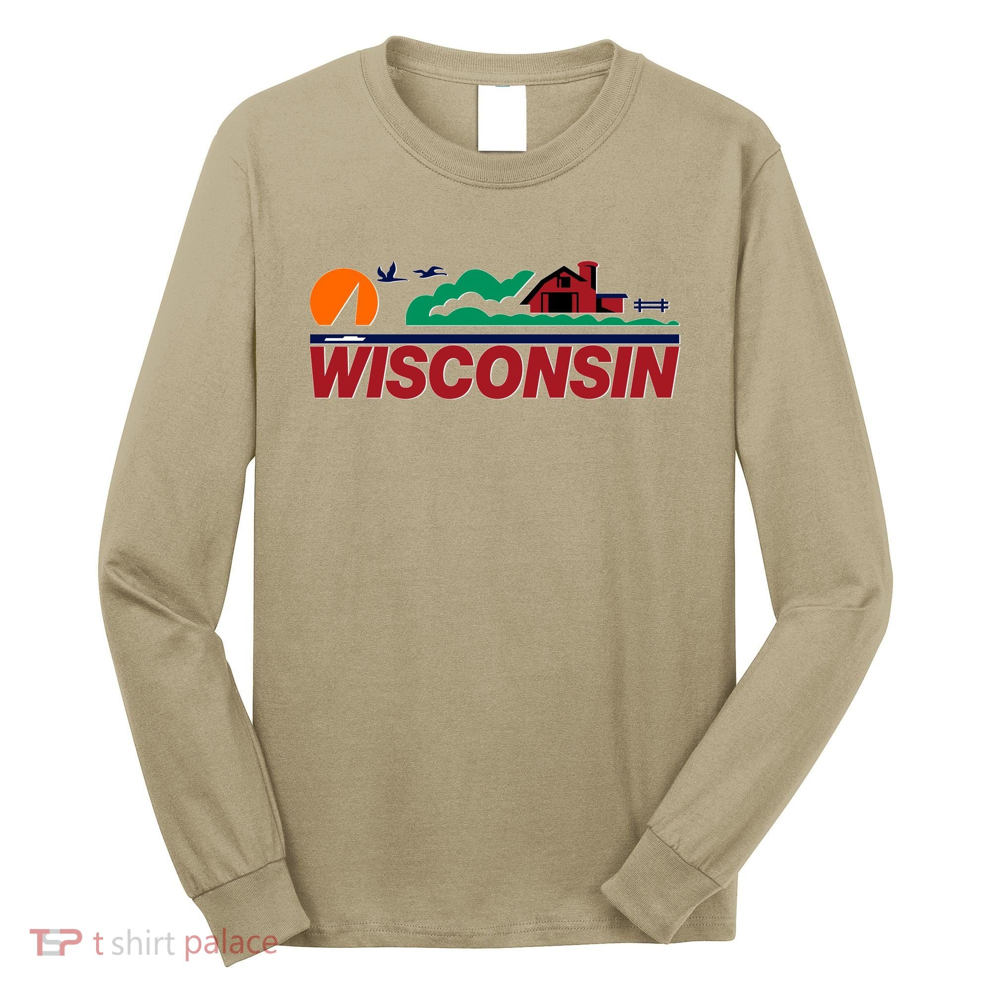 Wisconsin State License Plate Long Sleeve Shirt