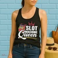 Wo Slot Machine Queen Casino Gambling Roulette Games Gambler Women's Tank Top thumb 2