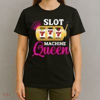 Womens Slot Machine Queen Funny Casino Gambling T-Shirt thumb 4