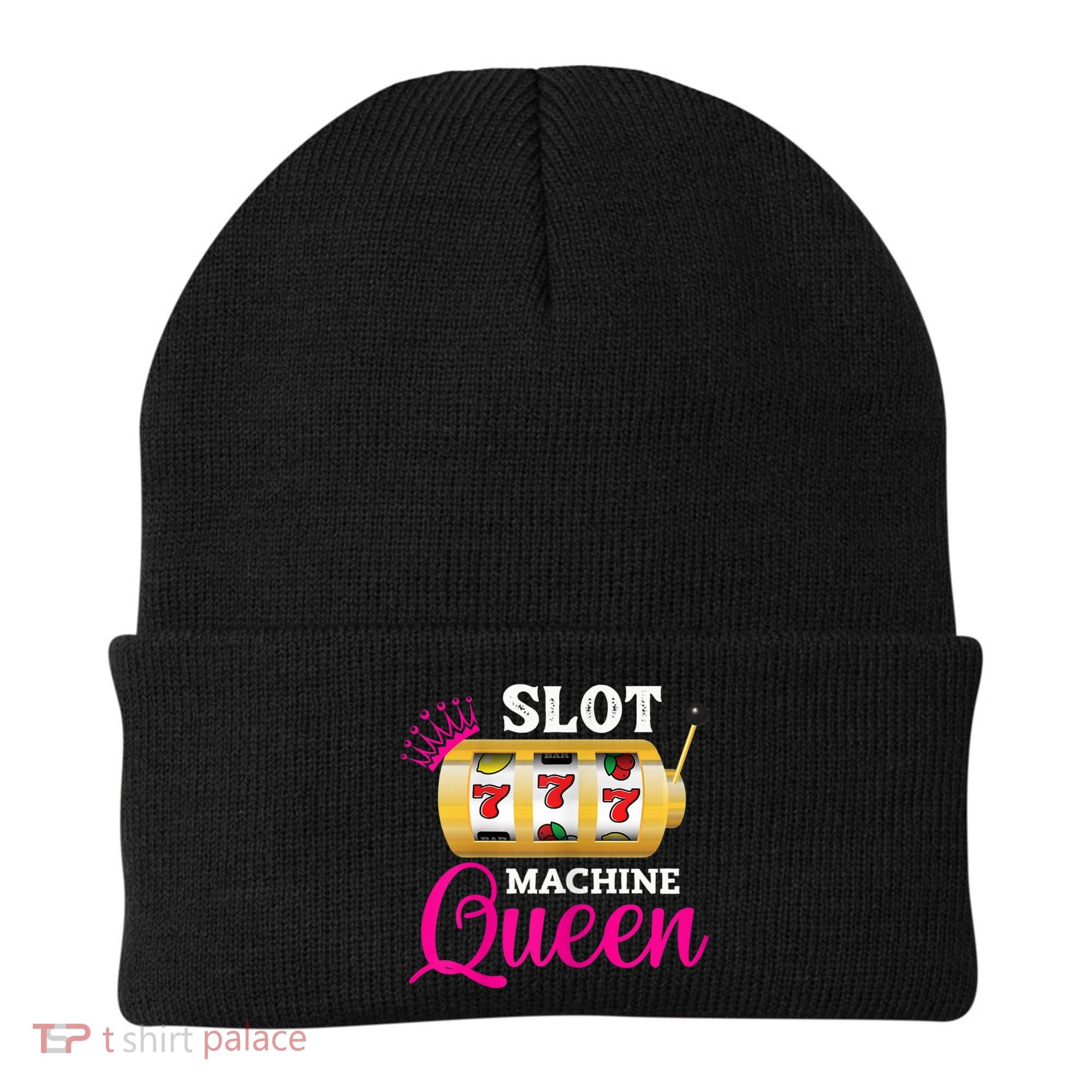 Womens Slot Machine Queen Funny Casino Gambling Beanie
