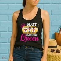 Womens Slot Machine Queen Funny Casino Gambling Women's Tank Top thumb 2